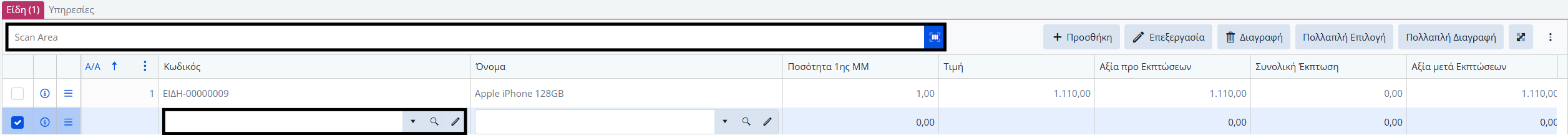 Παραγγελίες - Γραμμές Ειδών