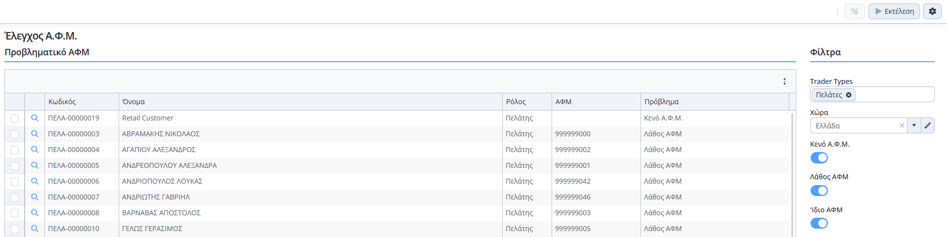Έλεγχος ΑΦΜ