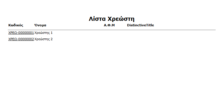 Εκτ- Χρεώστες, Λίστα