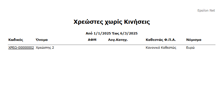 Εκτ- Χρεώστες, Χωρίς κίνηση