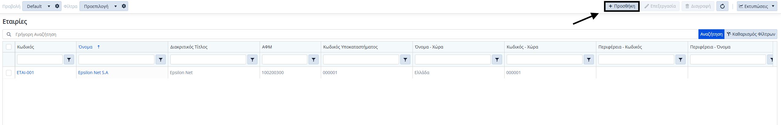 Εταιρίες - Λίστα