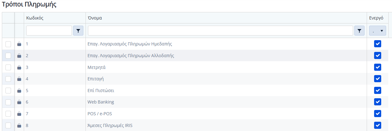 Τρόποι Πληρωμής myData