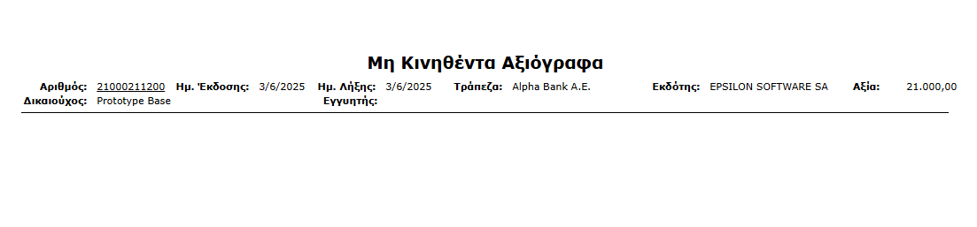 Χρημ. - Εκτ. - Αξιόγραφα - Χωρίς Κινήσεις