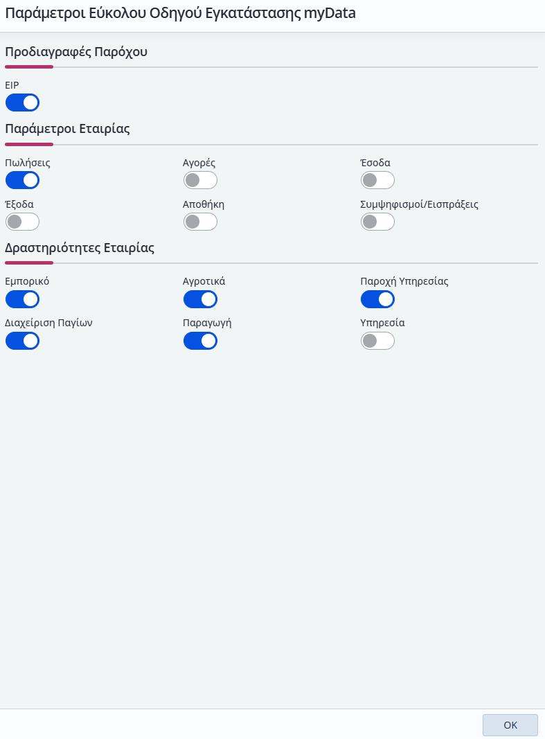 Αρχικοί Παράμετροι Οντοτήτων